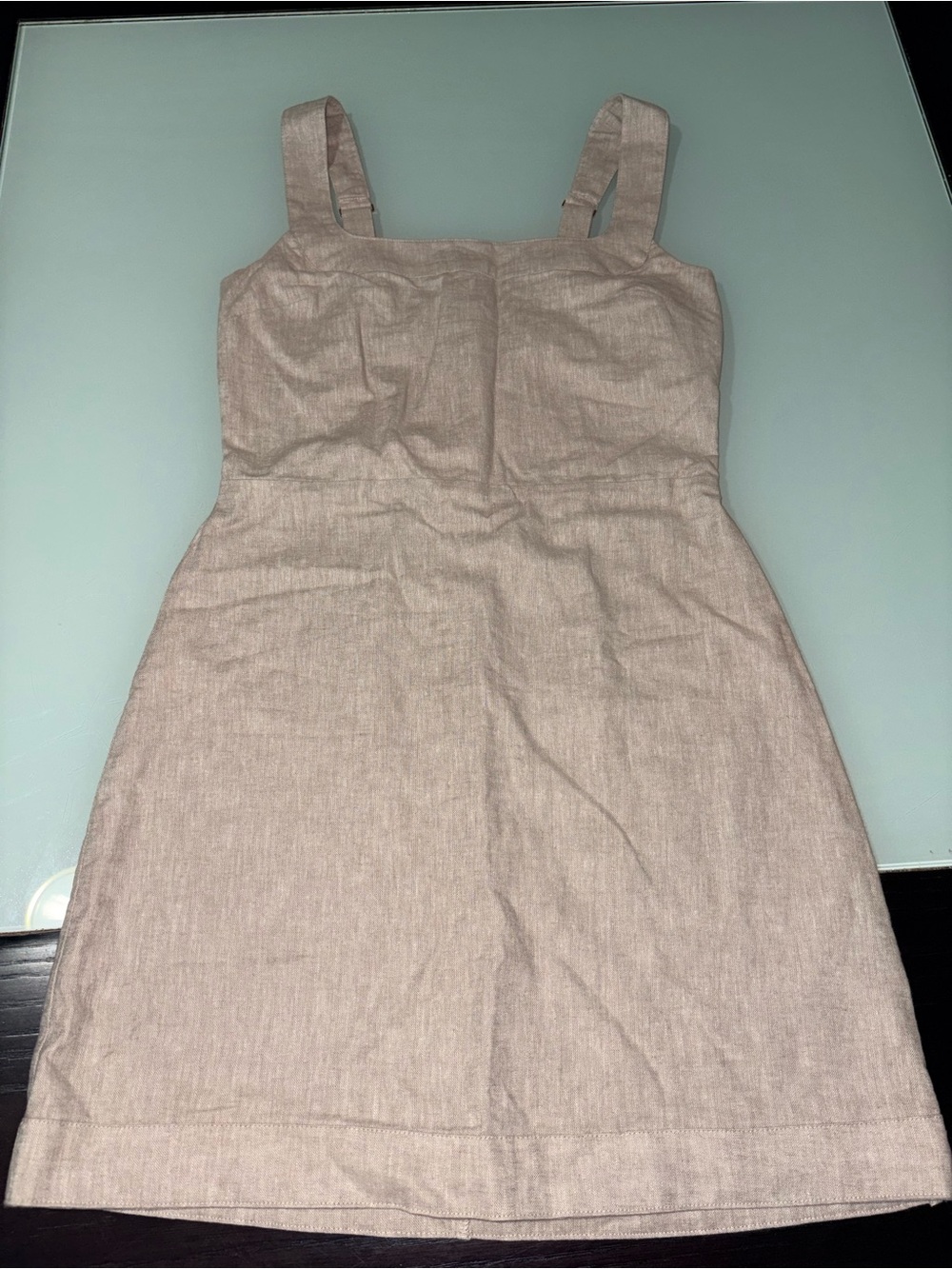 Abercrombie & Fitch Square-Neck Mini Dress in Light Beige